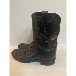 Justin Black EXOTIC Leather Cowboy Boots, Lizard Skin Size 9D Style 3112